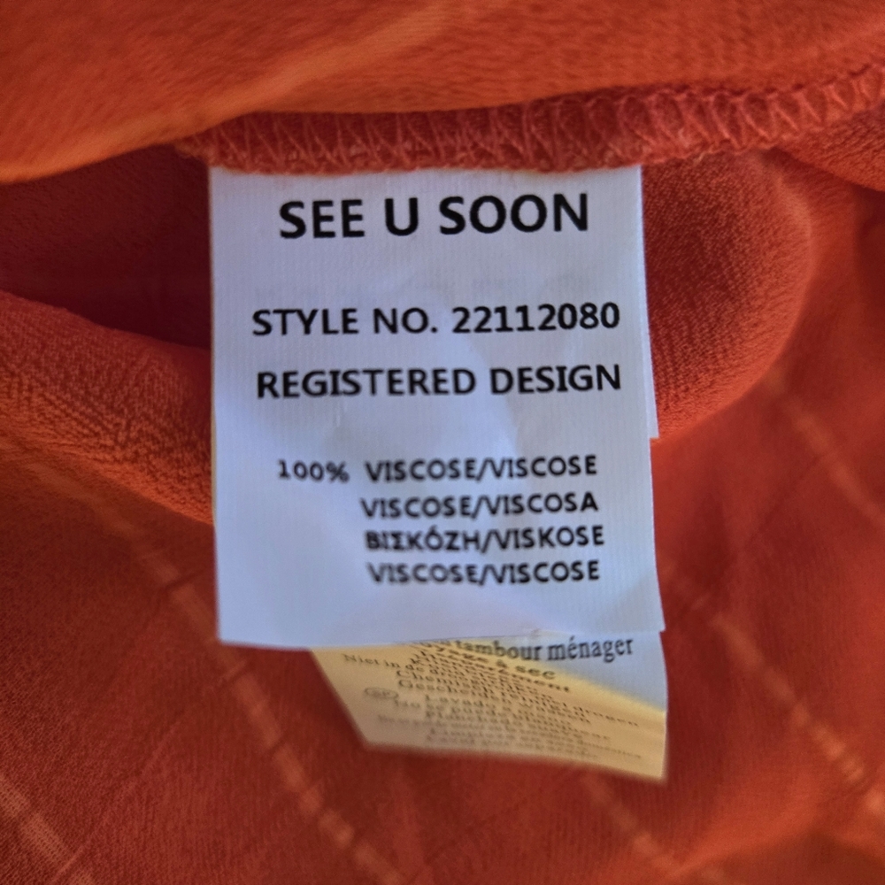 Orange Button-Up Blouse - Picture 5 of 6